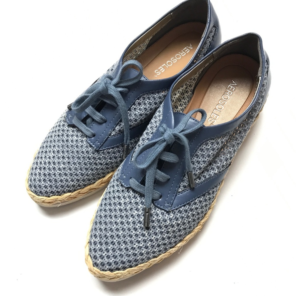 Aerosoles Blue Platform Espadrille Mesh Loafers 7